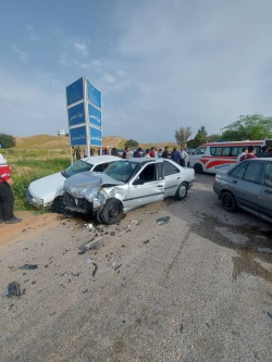 تصادف سه دستگاه خودرو در مسیر شرکت پتروشیمی مسجدسلیمان
